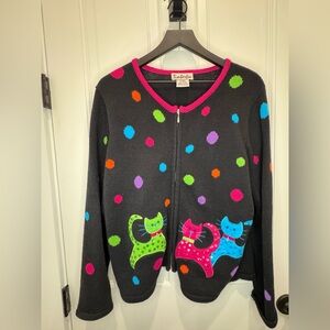 Vntg Rainbow Sequin Cat Sweater